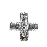 Silver Pendant Greek Cross Body with DRAGON SCALES and DRAGON HEAD