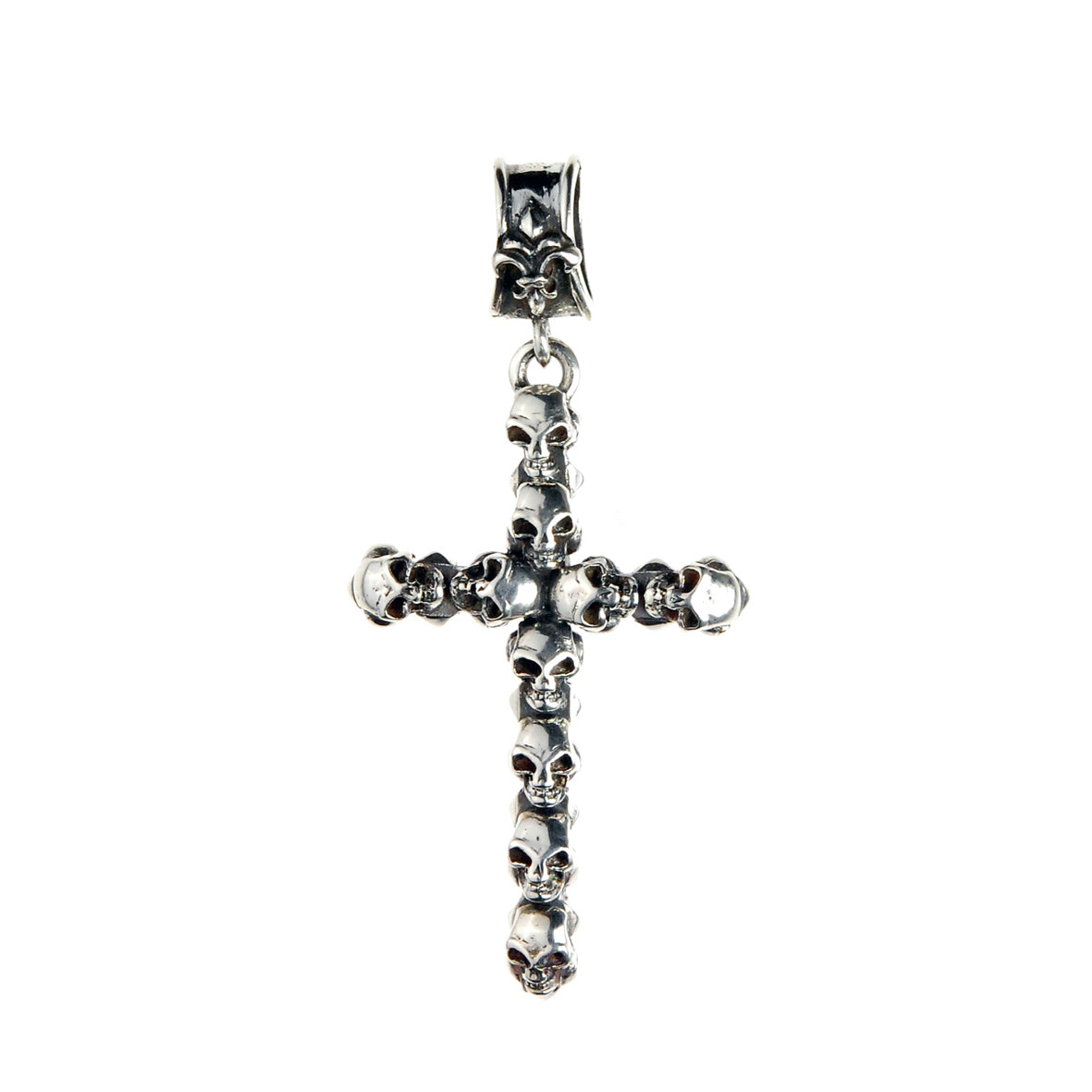 Silver Pendant Small SKULLS Cross