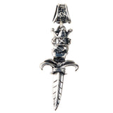 Silver Pendant DAGGER and CROWNED SKULL