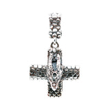 Silver Pendant Greek Cross Body with DRAGON SCALES and DRAGON HEAD