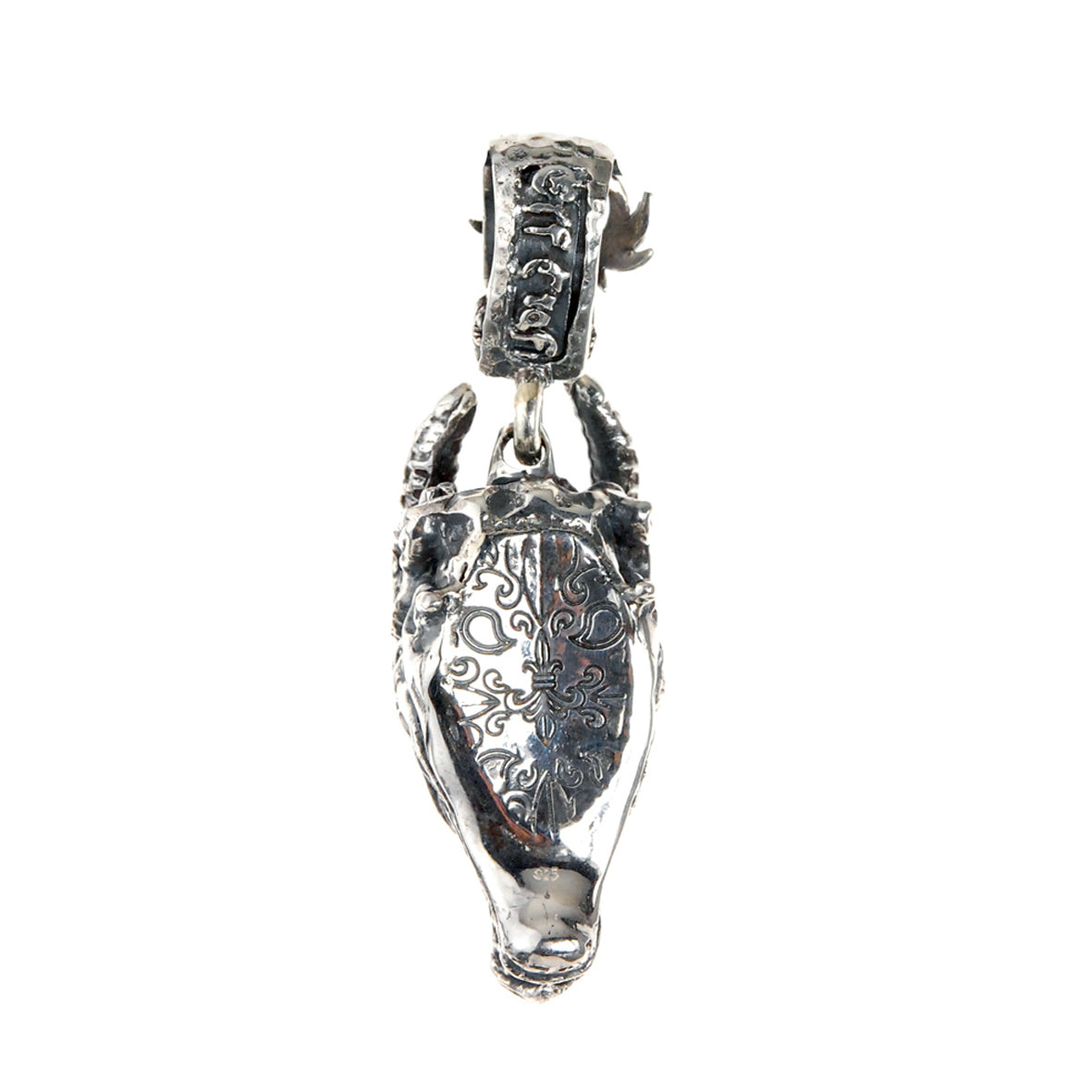 Silver Pendant DRAGON Head L with Diamond eyes