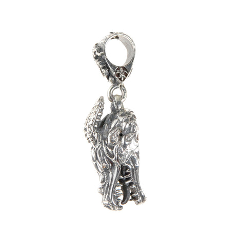 Silver Pendant DRAGON  Head M  Diamond Eyes
