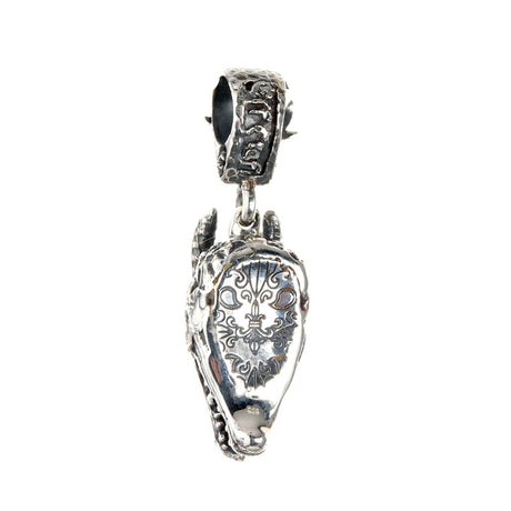 Silver Pendant DRAGON  Head M  Diamond Eyes