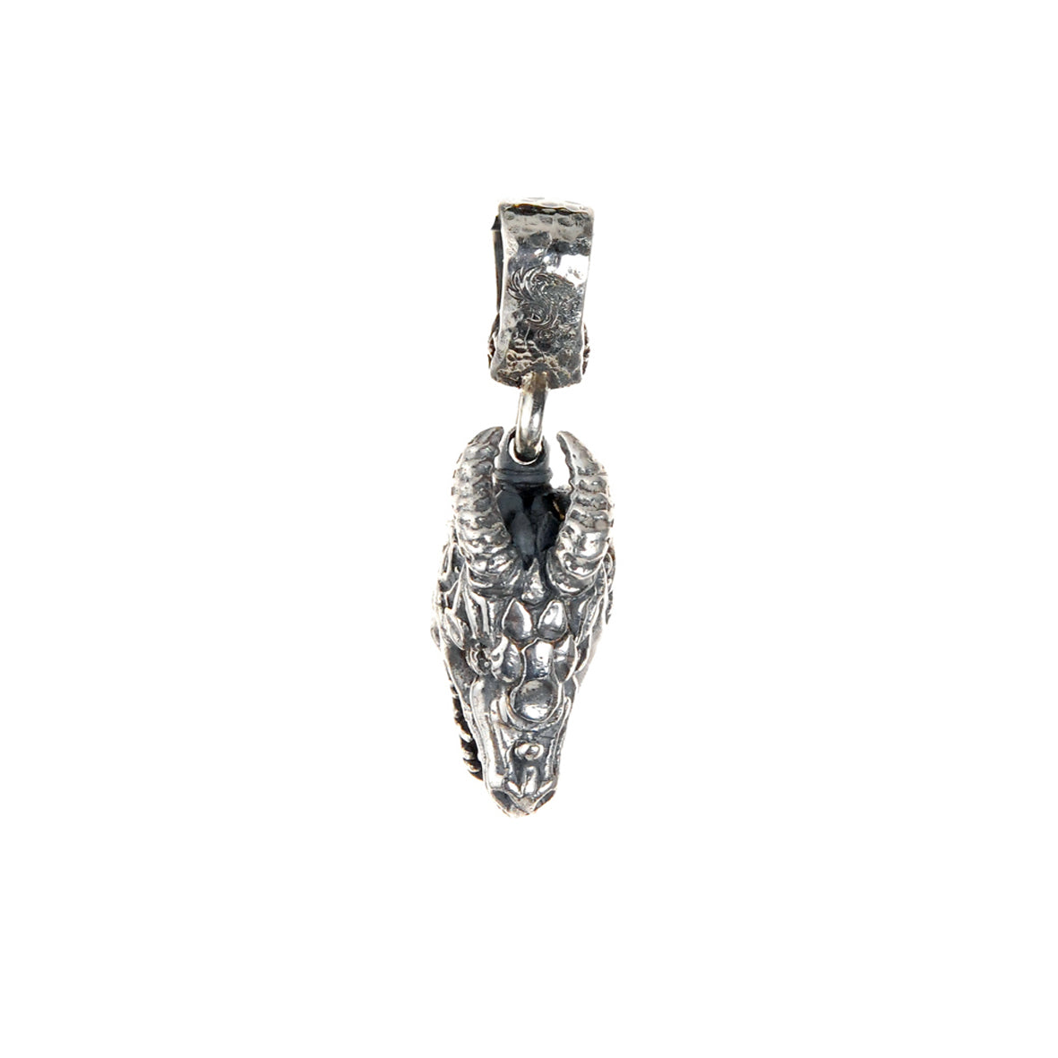Silver Pendant DRAGON Head XS  Diamond Eyes
