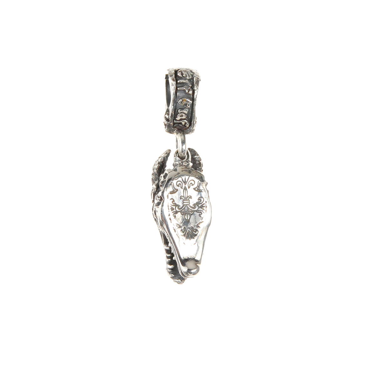 Silver Pendant DRAGON Head XS  Diamond Eyes