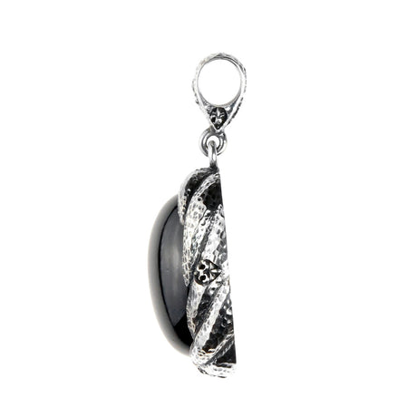 Silver Pendant Oval Hammered SPIRAL