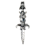 Silver Pendant DAGGER and CROWNED SKULL