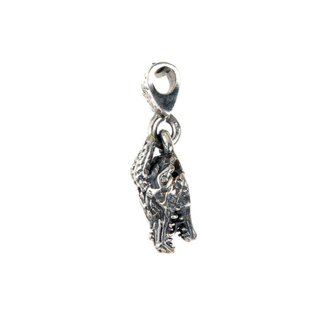 Silver Pendant DRAGON Head XS  Diamond Eyes