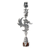 Silver Pendant DRAGON FIRE with DRAGON CLAW on CROWNED SKULL