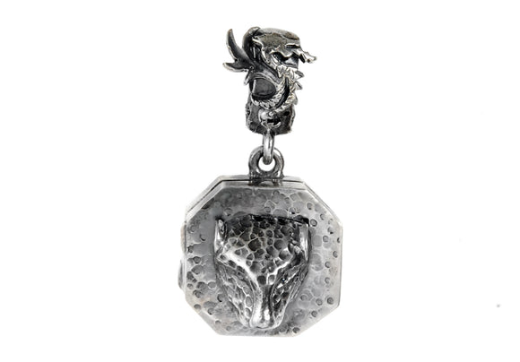 Silver Pendant Medaillon TIGER and DRAGON Hammered
