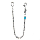 Silver Wallet Chain DRAGON Spiral Links and Turquoise