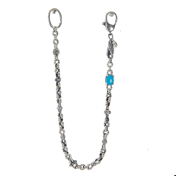 Silver Wallet Chain DRAGON Spiral Links and Turquoise