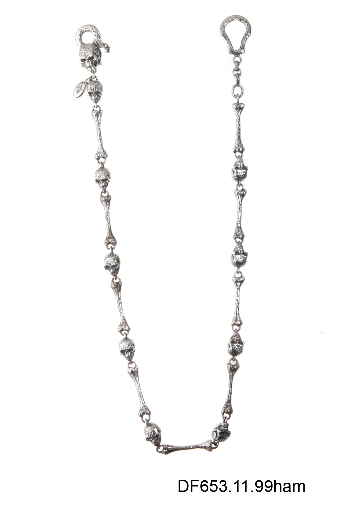 Silver Wallet or Key Chain Hammered with BONES and SKULLS