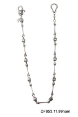 Silver Wallet or Key Chain Hammered with BONES and SKULLS
