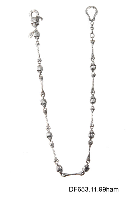 Silver Wallet or Key Chain Hammered with BONES and SKULLS