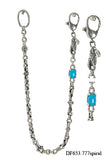 Silver Wallet Chain DRAGON Spiral Links and Turquoise
