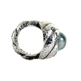 Silver Ring Hammered SPIRAL Band S and Aquamarine