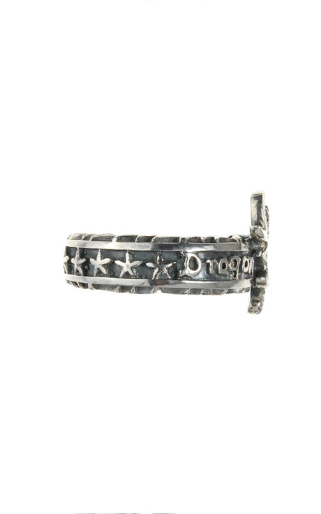 Silver Ring DRAGON FIRE Band with Dragon