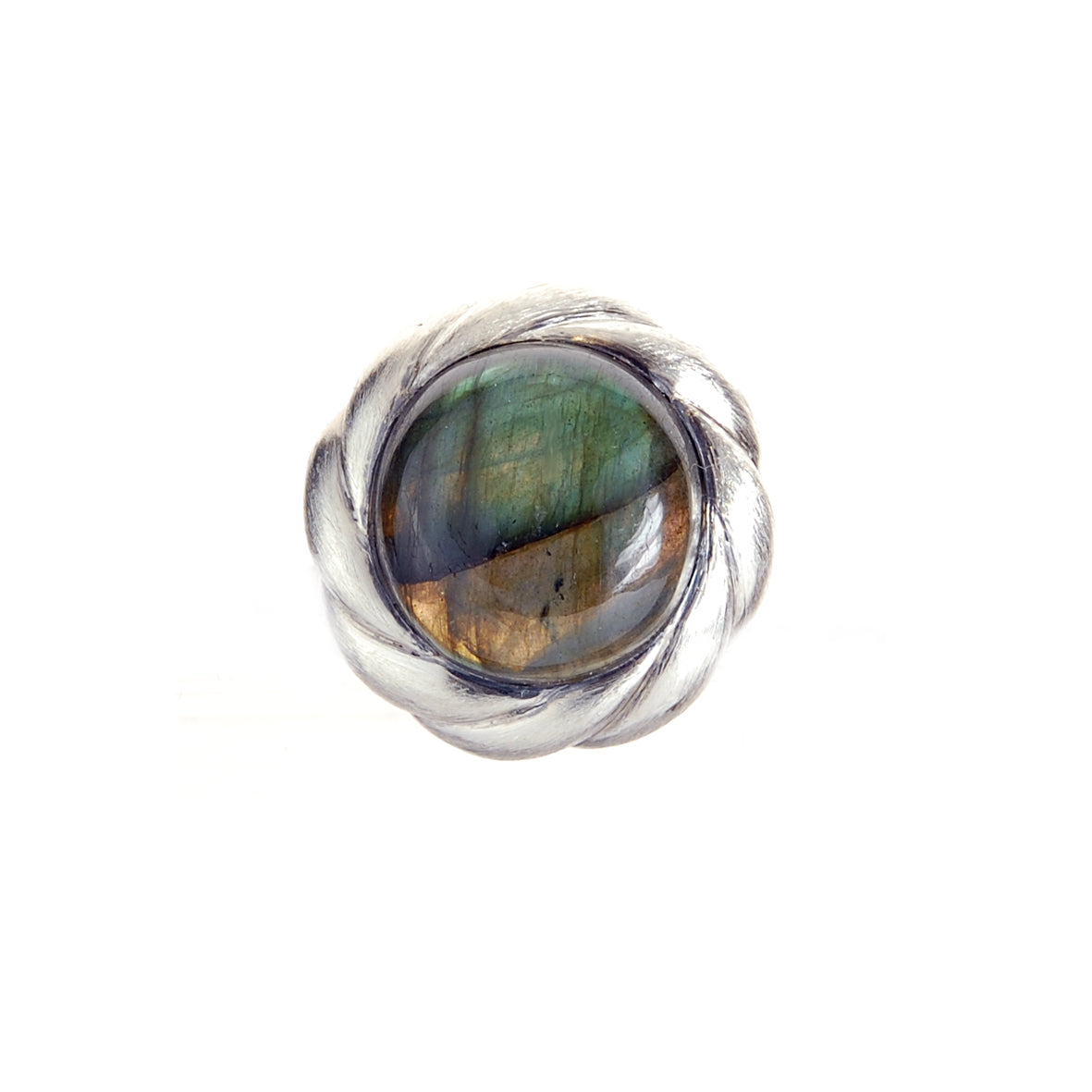Silver Ring Rough SPIRAL Band and Round SPIRAL Holder