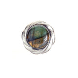 Silver Ring Rough SPIRAL Band and Round SPIRAL Holder