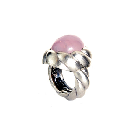 Silver Ring SPIRAL Fat Band and Oval SPIRAL Holder Rough