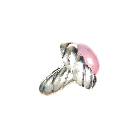 Silver Ring SPIRAL Fat Band and Oval SPIRAL Holder Rough