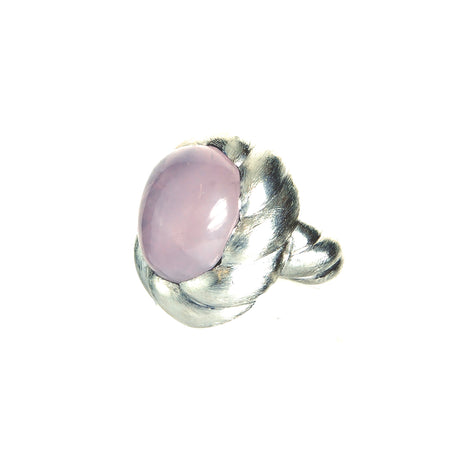 Silver Ring SPIRAL Fat Band and Oval SPIRAL Holder Rough