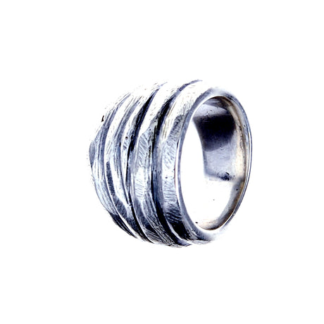 Silver Ring SOLID BANDS  Faceted