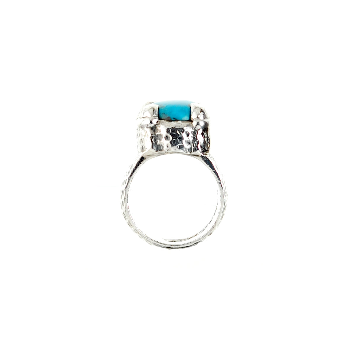 Silver Ring Hammered with DRAGON CLAW Holder and Oval Stone