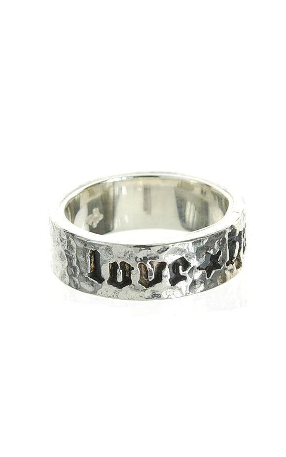 Silver Ring Plain Facetted with LOVE + HATE