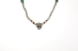 Silver Necklace TUBES with LION HEAD and Beads