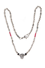 Silver Necklace ELFIN TUBES with LEOPARD and Rubies