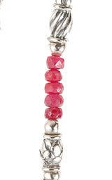 Silver Necklace ELFIN TUBES with LEOPARD and Rubies