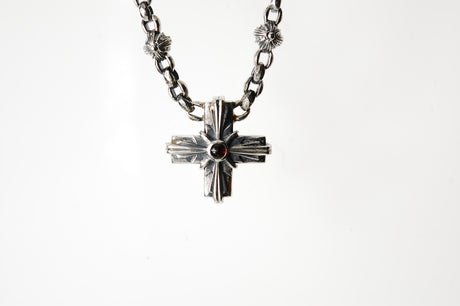 Silberner Anhänger griechisches Kreuz mit Loch und MORGENSTERN 34