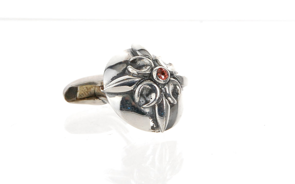 Silver Cufflinks CRESCENT STAR Round