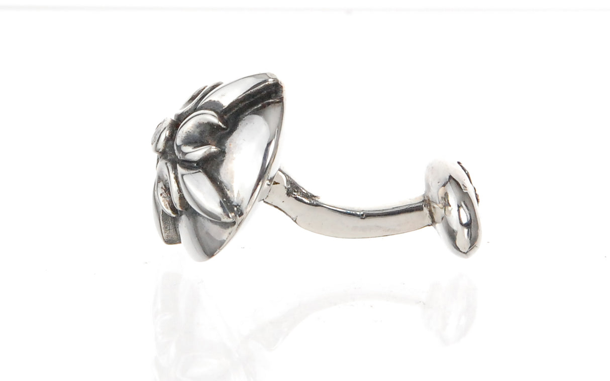 Silver Cufflinks CRESCENT STAR Round