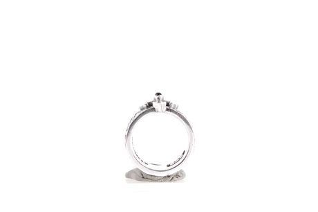 Silver Ring Square Hammered and Blades Cross