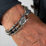 Silver Bracelet BEADS and Silver Balls DRAGON FIRE SKULL LILY and CROSSES Balls