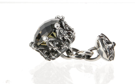 Silver Cufflinks CROWN with STONE with Chain and Button
