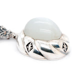 Silver Pendant Oval Spiral with MOONSTONE and Crown Charm