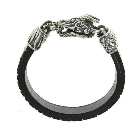 Silber-Lederarmband DRACHENKOPF Verschluss 13
