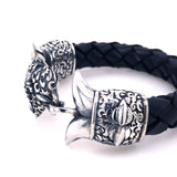 Silver Leather Bracelet Swallowtail HEART and LILY Garden at night 16