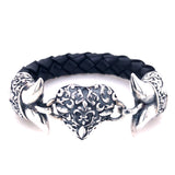 Silver Leather Bracelet Swallowtail HEART and LILY Garden at night 16