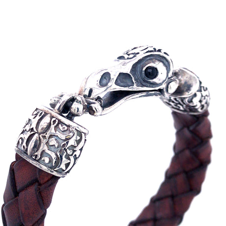 Silber-Lederarmband EAGLE SKULL M Verschluss für 13mm Leder