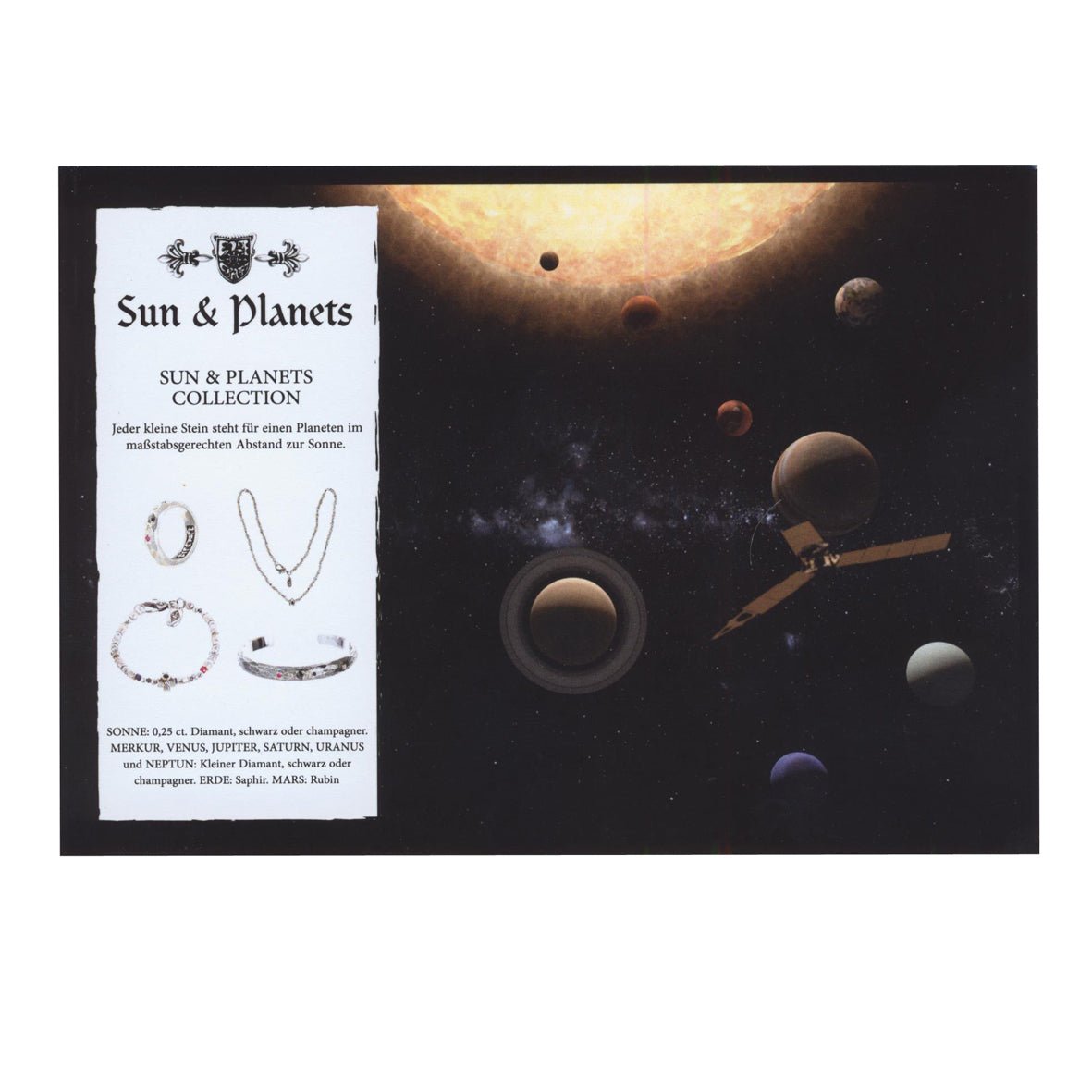 Silver Neckchain Tubes SUN and PLANETS