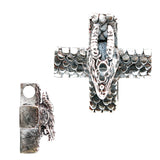 Silver Pendant Greek Cross Body with DRAGON SCALES and DRAGON HEAD