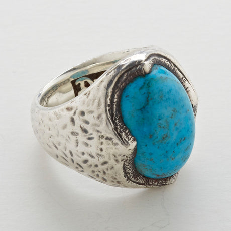 Silver Ring Hammered CROWN and Stone