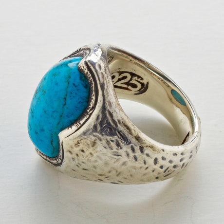 Silver Ring Hammered CROWN and Stone