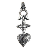 Silver Charm Heart and Crescent Star on Swallowtail