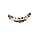 Silver Bracelet 2 Strand TUBES and BEADS with TIGER EYE and OPALS